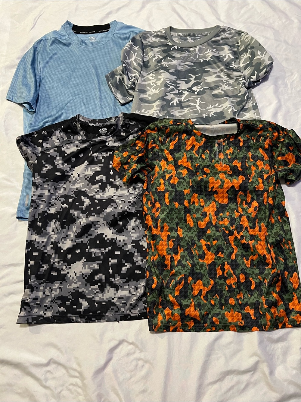 Kids' Camo & Solid Active Tee - Gray, Light Blue, Black, Green/Orange